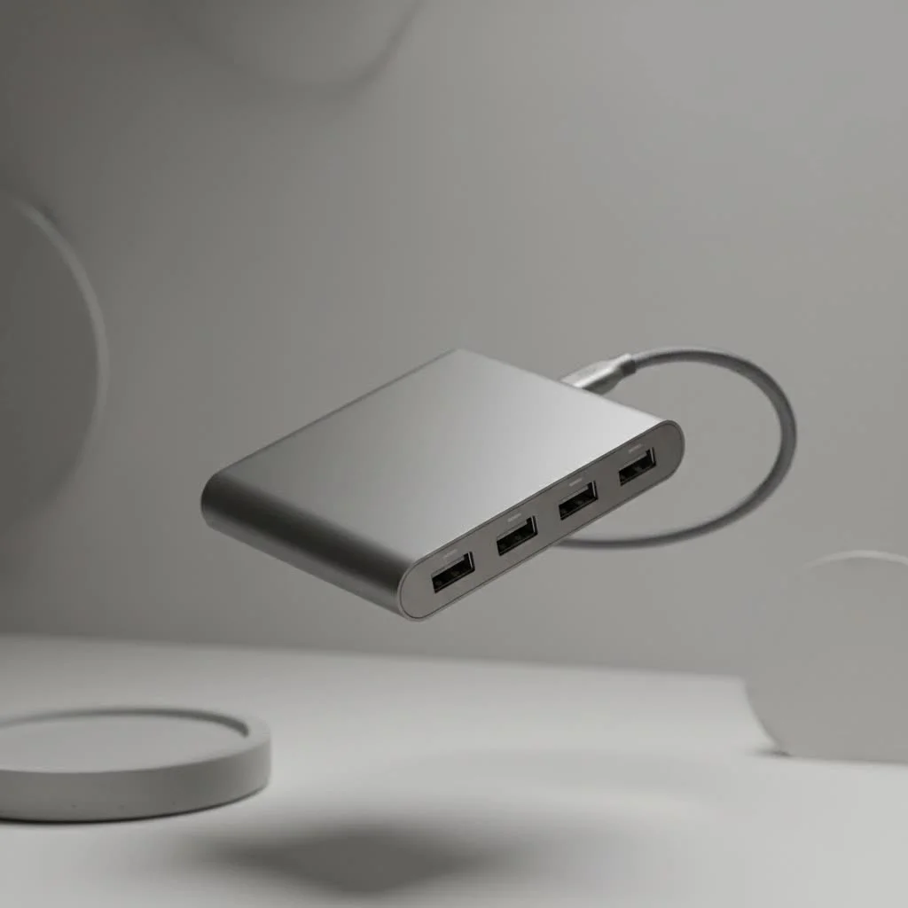 StarTech USB hub connected to a laptop and multiple peripherals