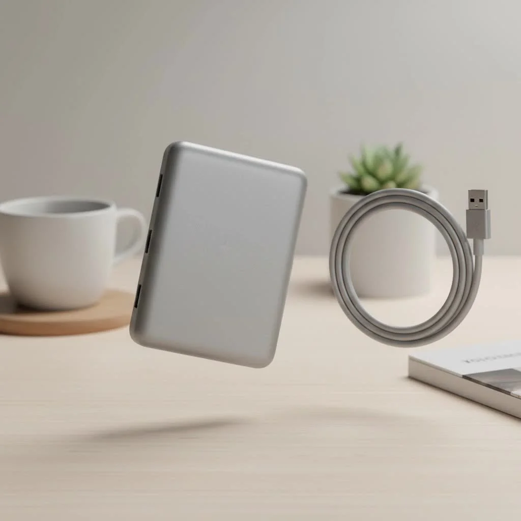 USB C hub for iPad connected to an external monitor and various peripherals