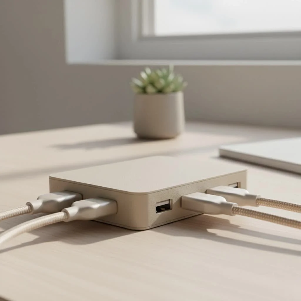 USB C charging hub powering multiple devices