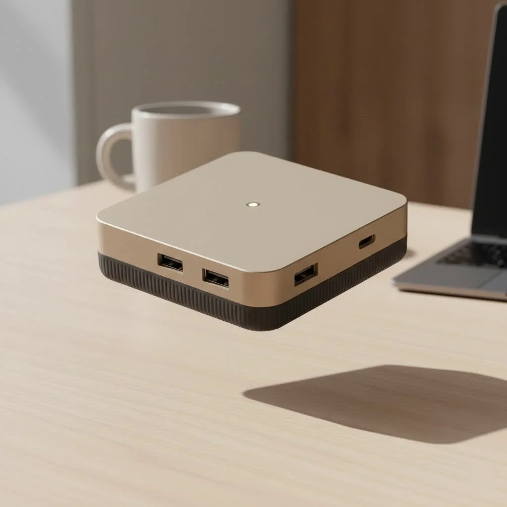 j5create USB hub connecting multiple devices to a laptop